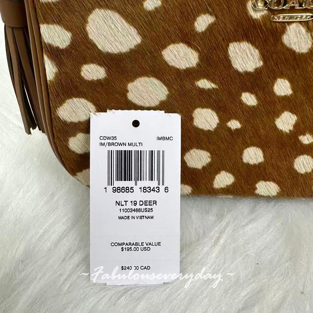 Coach Nolita 19 With Deer Print Shoulder Bag Wristlet Gold/Brown Multi CDW35 NWT - Picture 6 of 8